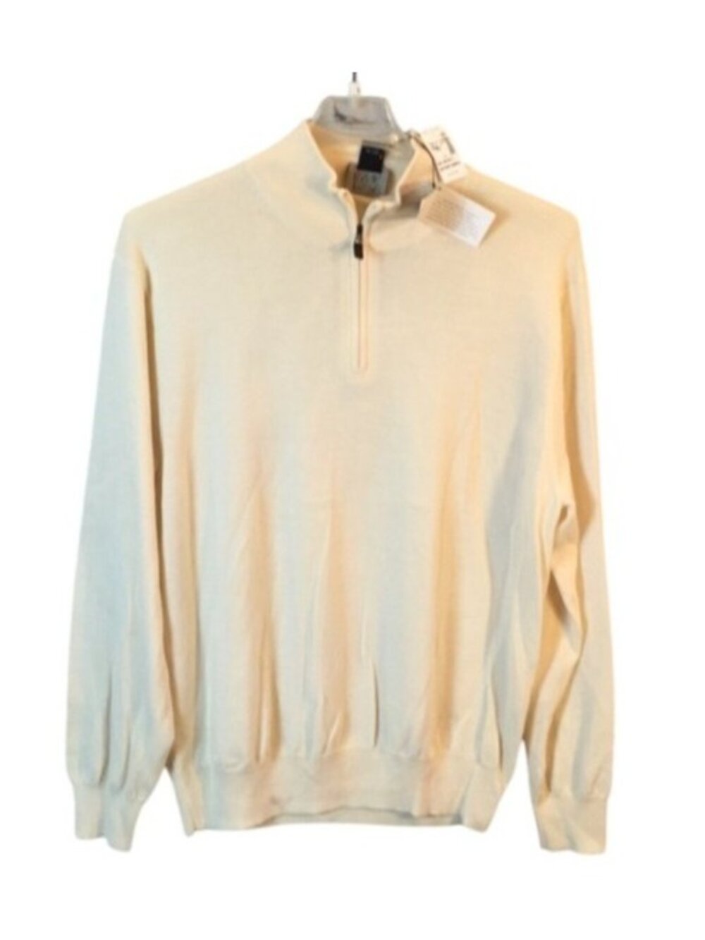 Jos. A. Bank Ivory Merino Wool 1/4 Zip Sweater Signature Collection Mens Large